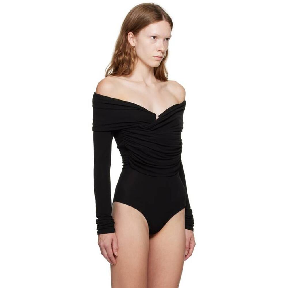 Paris Georgia Otto Off Shoulder Bodysuit in Black XS